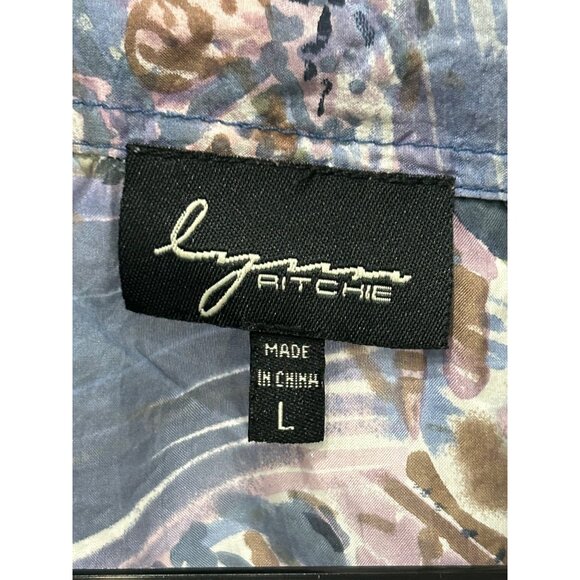 Vintage Lynne Ritchie Silk Blouse Large Abstract Artsy Pattern Top Sz L - Picture 5 of 9